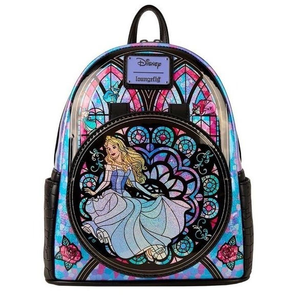 Loungefly Handbags - NWT Loungefly HTF Disney Sleeping Beauty Aurora Stained Glass Backpack STUNNING
